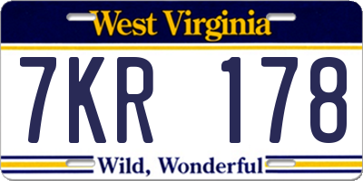 WV license plate 7KR178