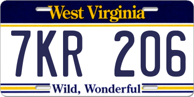 WV license plate 7KR206