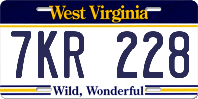 WV license plate 7KR228