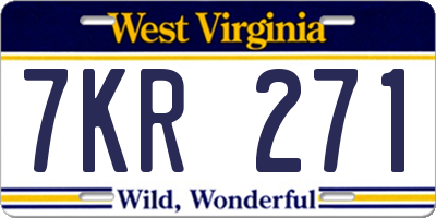 WV license plate 7KR271
