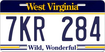 WV license plate 7KR284