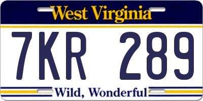 WV license plate 7KR289