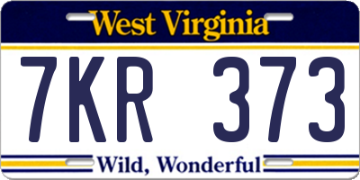WV license plate 7KR373