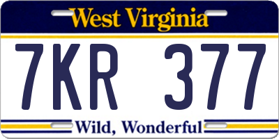 WV license plate 7KR377
