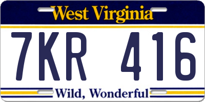 WV license plate 7KR416