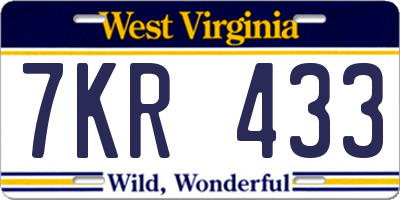 WV license plate 7KR433