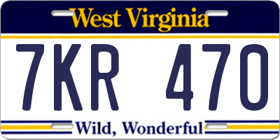 WV license plate 7KR470