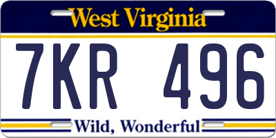 WV license plate 7KR496