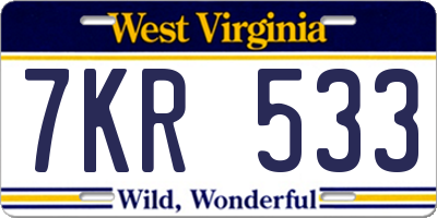 WV license plate 7KR533
