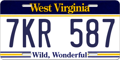 WV license plate 7KR587