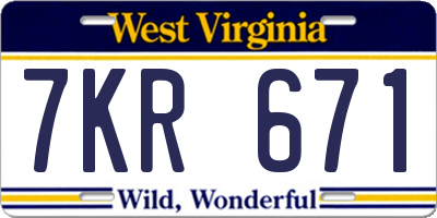 WV license plate 7KR671