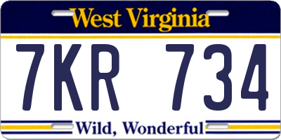 WV license plate 7KR734