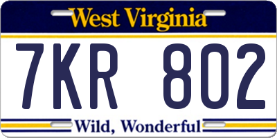 WV license plate 7KR802