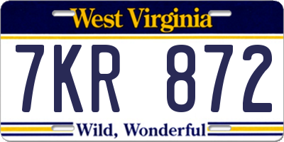 WV license plate 7KR872