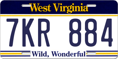 WV license plate 7KR884