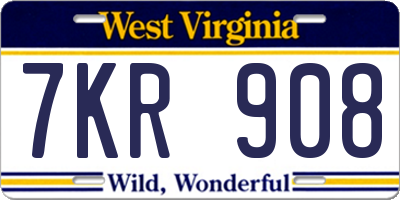 WV license plate 7KR908