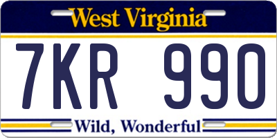 WV license plate 7KR990