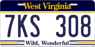 WV license plate 7KS308