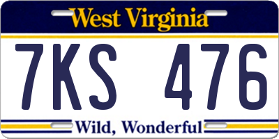WV license plate 7KS476