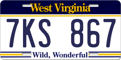 WV license plate 7KS867