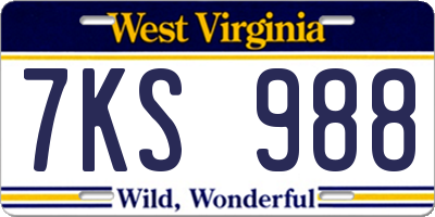 WV license plate 7KS988