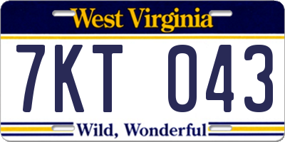 WV license plate 7KT043