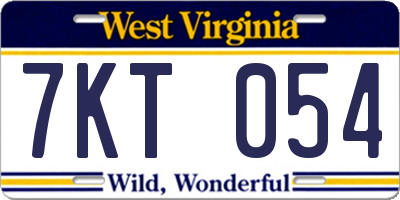 WV license plate 7KT054