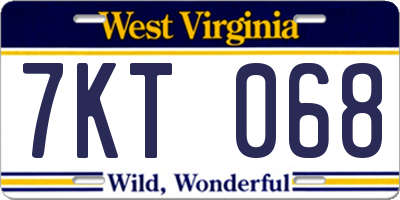 WV license plate 7KT068
