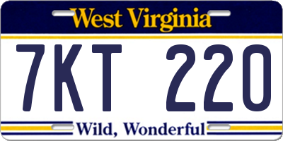 WV license plate 7KT220