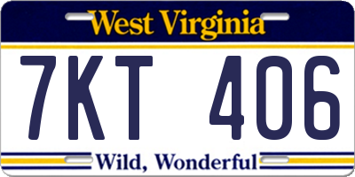 WV license plate 7KT406