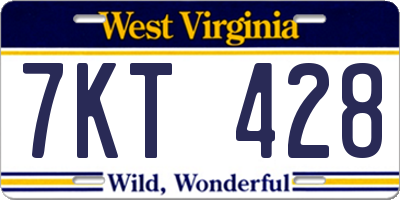WV license plate 7KT428