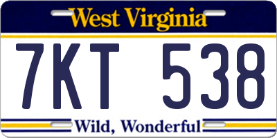 WV license plate 7KT538