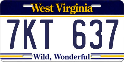 WV license plate 7KT637