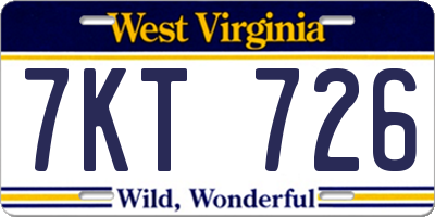 WV license plate 7KT726