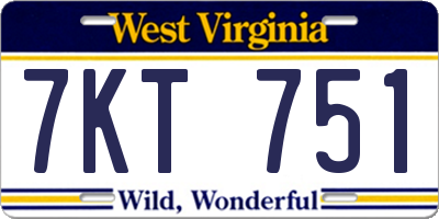 WV license plate 7KT751