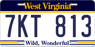 WV license plate 7KT813
