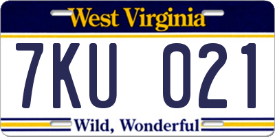 WV license plate 7KU021