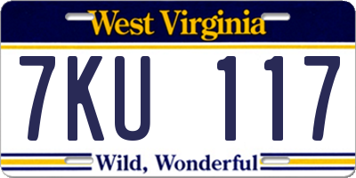 WV license plate 7KU117