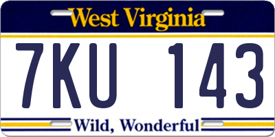 WV license plate 7KU143