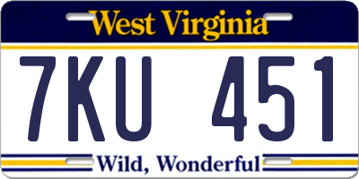 WV license plate 7KU451