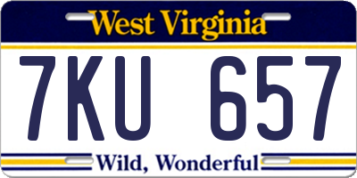 WV license plate 7KU657