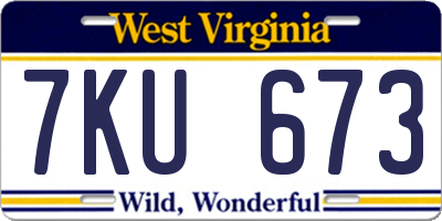 WV license plate 7KU673