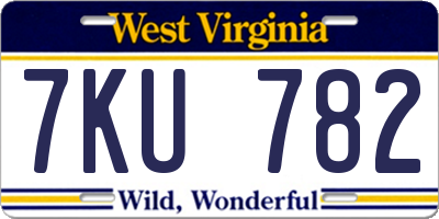 WV license plate 7KU782