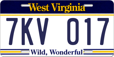 WV license plate 7KV017