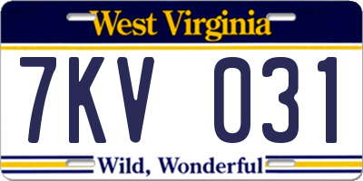 WV license plate 7KV031