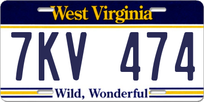 WV license plate 7KV474