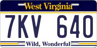 WV license plate 7KV640