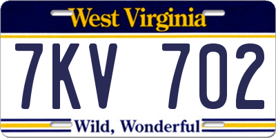 WV license plate 7KV702