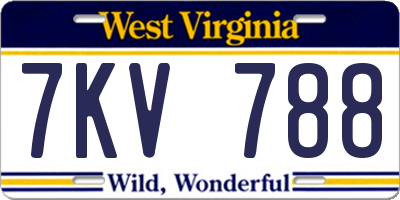 WV license plate 7KV788