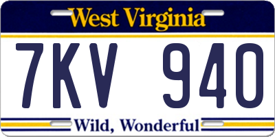 WV license plate 7KV940